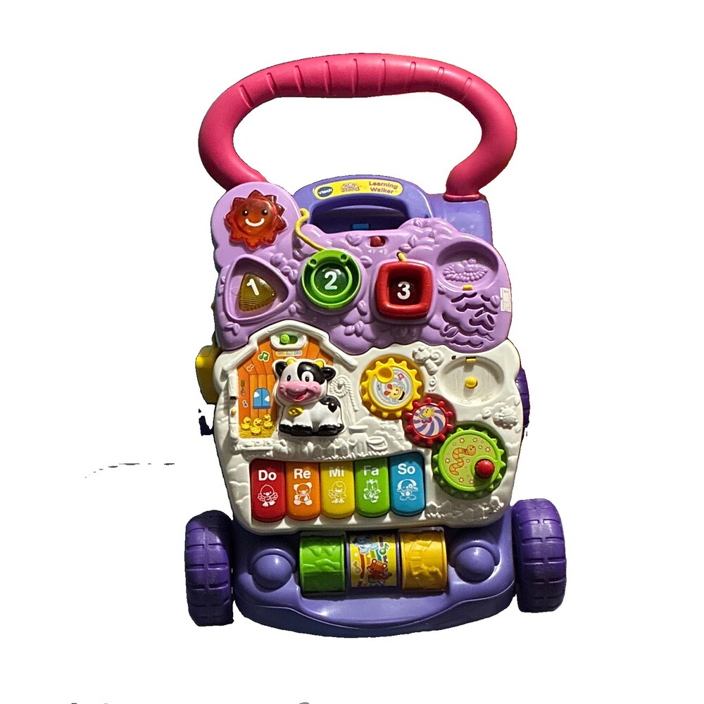 VTech Baby Push Activity Walker Walking Aid, Purple/White w Pink Handle